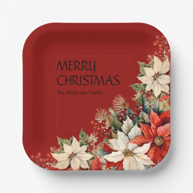 Poinsettias  paper plates (Front)
