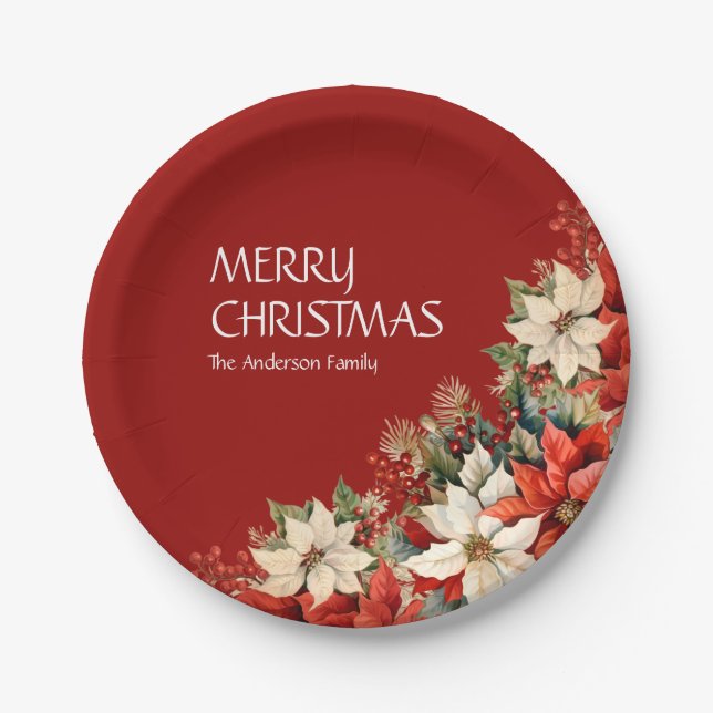 Poinsettias  paper plates (Front)
