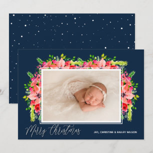 Poinsettias Photo Christmas  Holiday Card