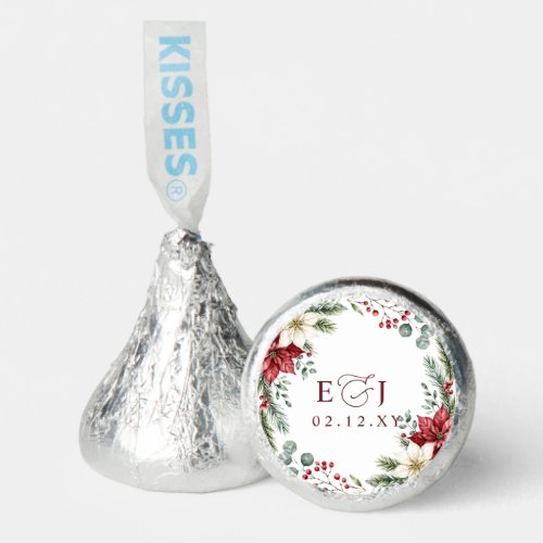 Poinsettias Pinecones Botanical Christmas Wedding  Hershey®'s Kisses®