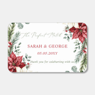 Poinsettias Pinecones Botanical Christmas Wedding Matchboxes