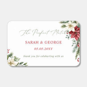 Poinsettias Pinecones Botanical Christmas Wedding Matchboxes