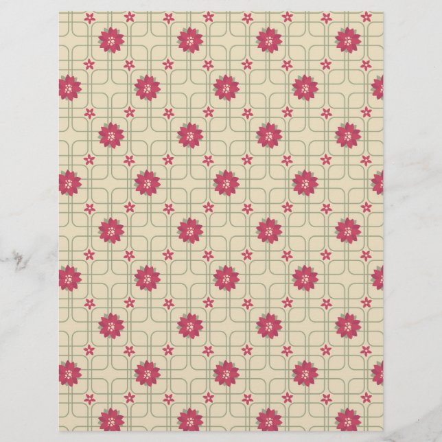 Poinsettias Scrapbook Paper (Front)