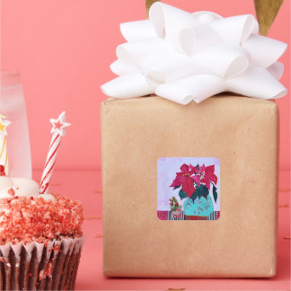 Poinsettias Square Sticker