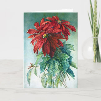 Poinsettias Watercolor Fine Art Greeting Card