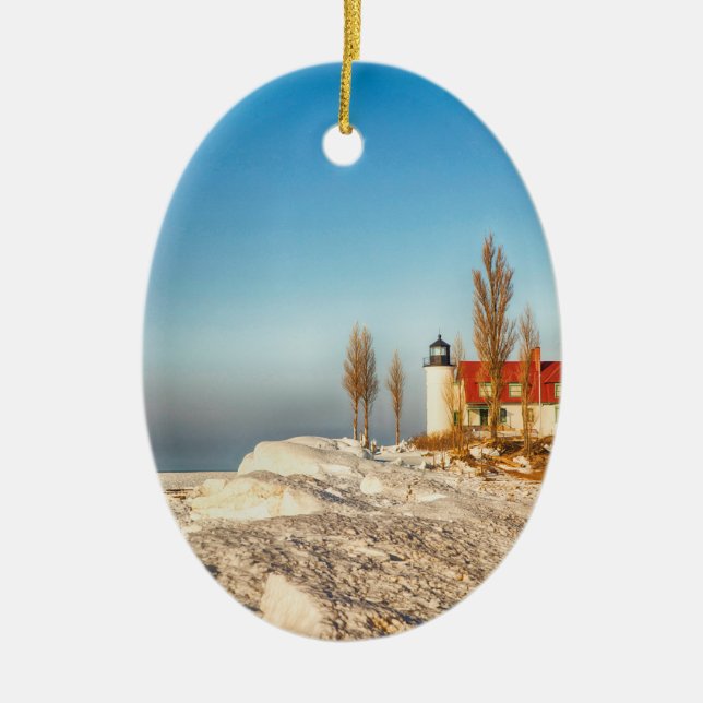 Point Betsie Ceramic Ornament (Front)