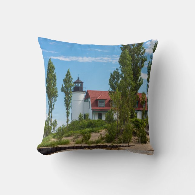 Point Betsie Lighthouse Throw Pillow (Front)