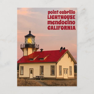 Point Cabrillo LIGHTHOUSE MENDOCINO Sunset Travel Postcard