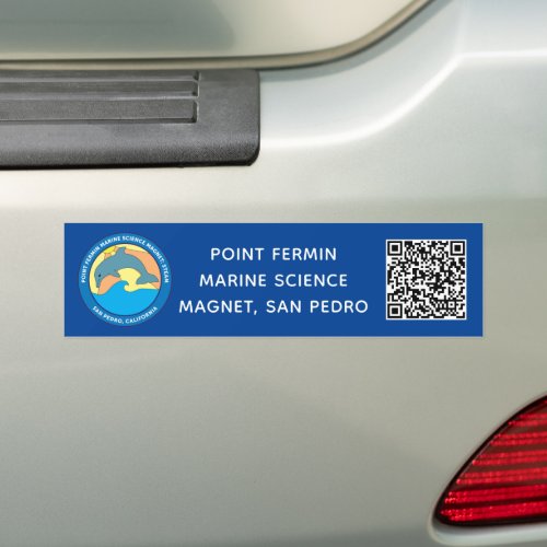 Point Fermin Elementary School Logo Blue QR code Bumper Sticker