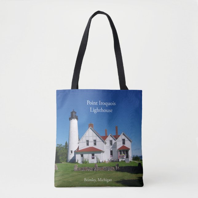 Point Iroquois Lighthouse all over tote bag (Front)