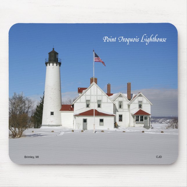 Point Iroquois Lighthouse winter mousepad (Front)