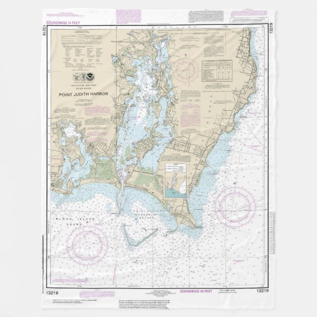 Point Judith Harbor Nautical Chart 13219 Fleece Blanket (Front)