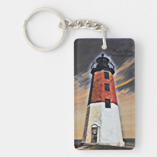 Point Judith lighthouse art keychain