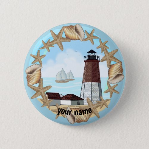 Point Judith Lighthouse custom name pin button