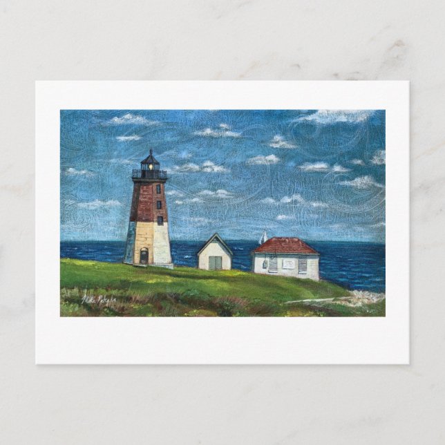 Point Judith Lighthouse in Narragansett, RI 7x5 Postcard (Front)