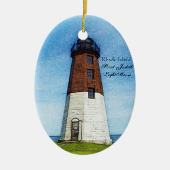 Point Judith Lighthouse Ornament by RenderlyYours at Zazzle