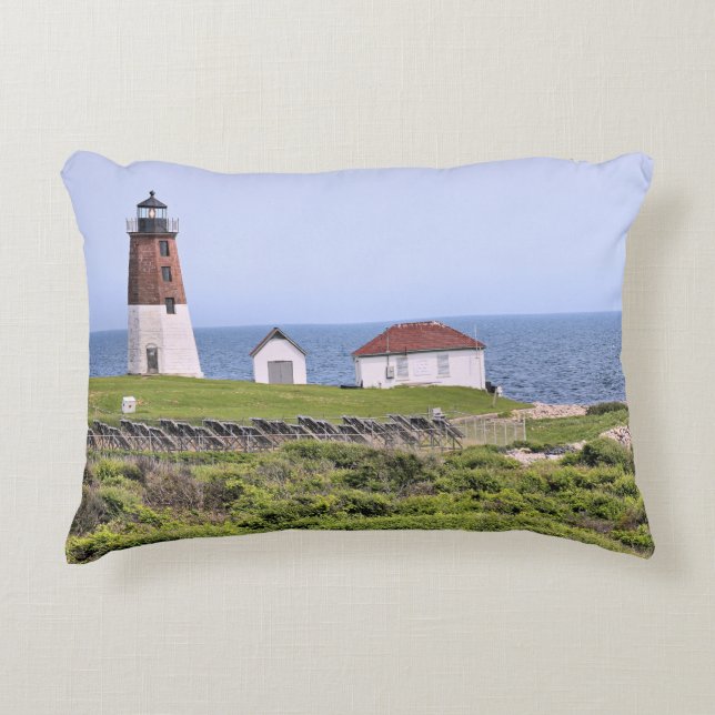 Point Judith Lighthouse Rhode Island Accent Pillow (Front)