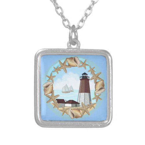 Point Judith Lighthouse Silver Plated Necklace