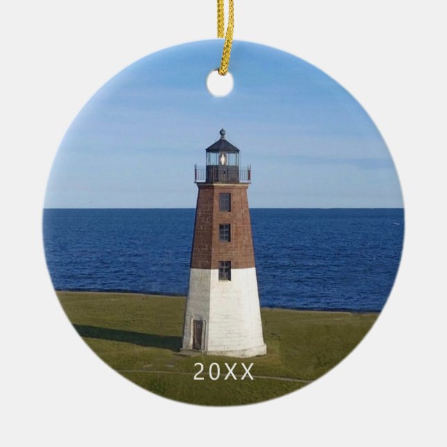  Point Judith Narragansett Lighthouse Ceramic Ornament (Front)