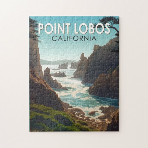 Point Lobos California Travel Art Vintage Jigsaw Puzzle