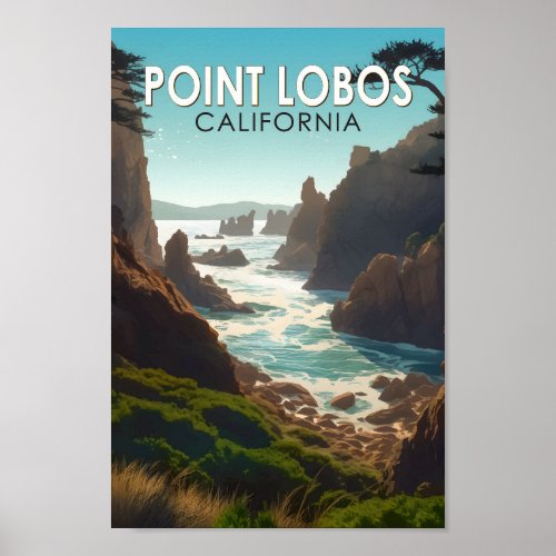 Point Lobos California Travel Art Vintage Poster