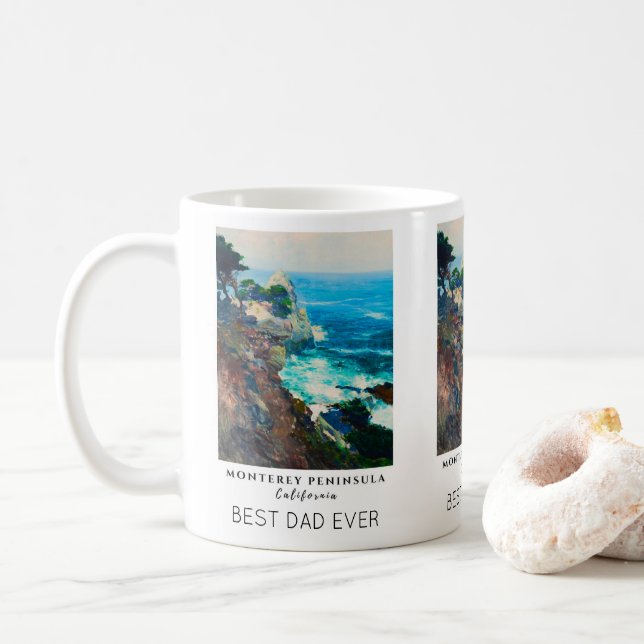 Point Lobos Monterey Peninsula California Best Dad Coffee Mug (With Donut)