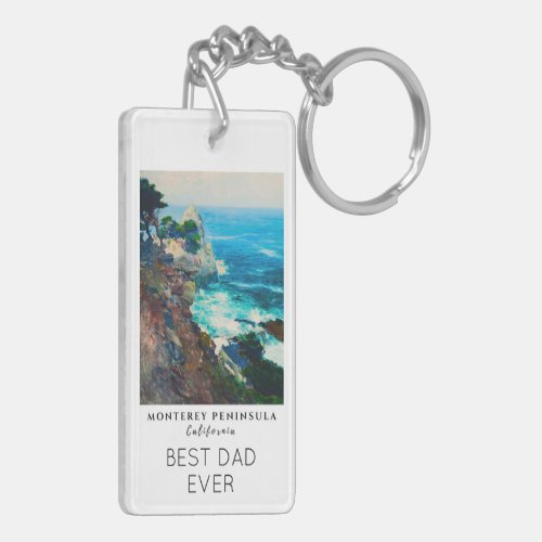Point Lobos Monterey Peninsula California Best Dad Keychain