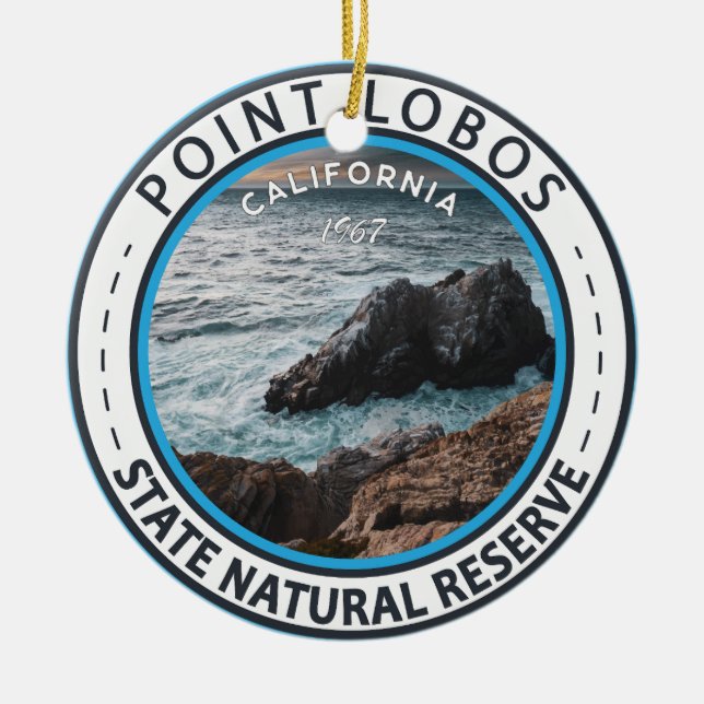 Point Lobos State Natural Reserve California Badge Ceramic Ornament (Front)