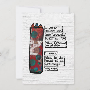 Point Of An Artichoke Greeting Cards Funny Veggie	