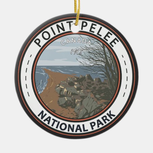 Point Pelee National Park Travel Art Vintage Badge Ceramic Ornament