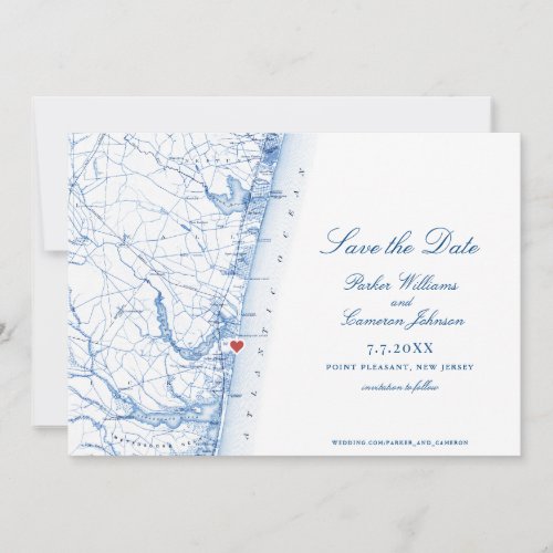 Point Pleasant New Jersey Map Elegant Script Save The Date