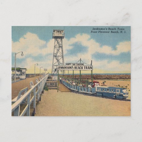 Point Pleasant NJ Beach Train Vintage Postcard