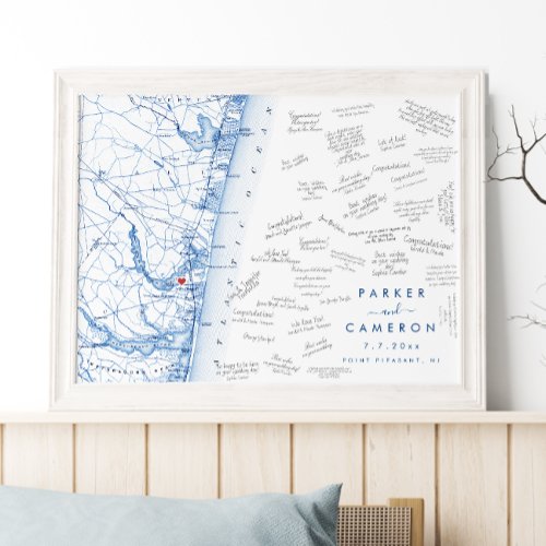 Point Pleasant NJ Wedding Map Guest Book Poster