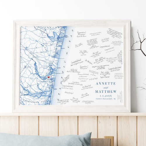 Point Pleasant NJ Wedding Map Guest Book Poster