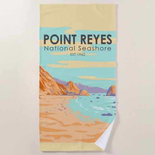 Point Reyes National Seashore Vintage Beach Towel