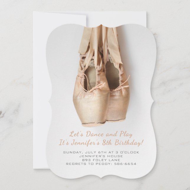 Point Shoes Birthday Invitations (Front)