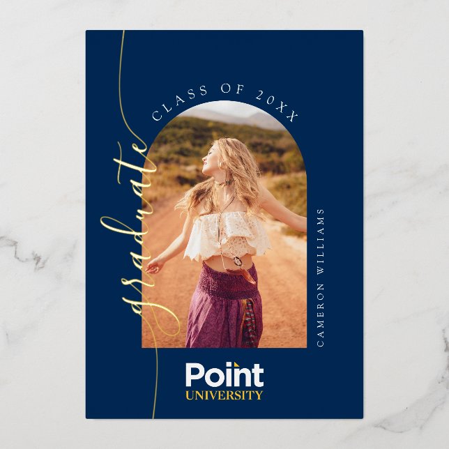 Point University Graduation Foil Invitation (Front)