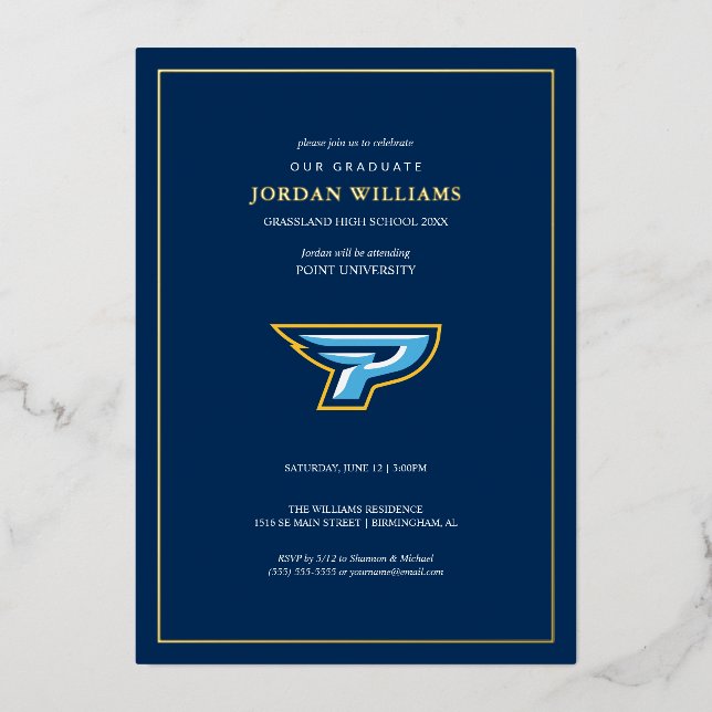 Point University Graduation Foil Invitation (Front)