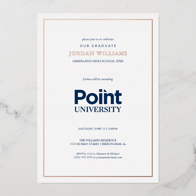 Point University Graduation Foil Invitation (Front)