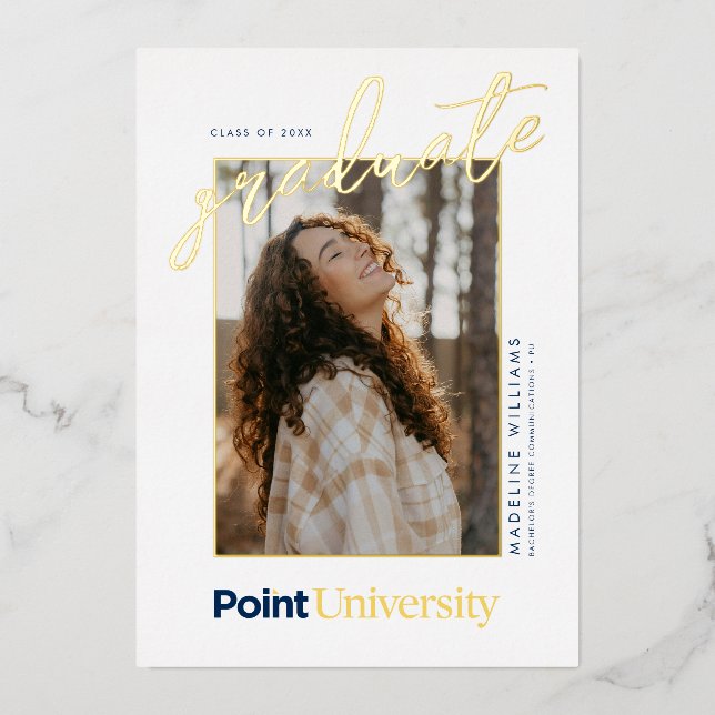 Point University Graduation Foil Invitation (Front)