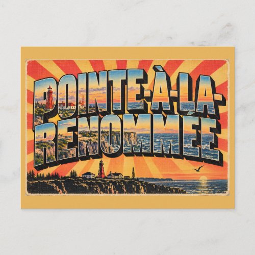 Pointe-à-la-Renommée QC Red Lighthouse Coast Art Postcard