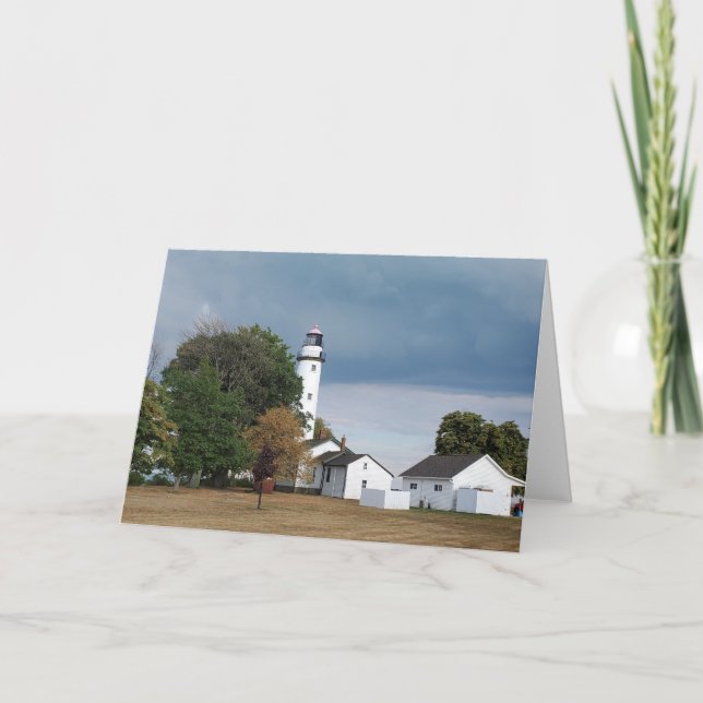 Pointe Aux Barques Lighthouse Letterpress Thank You Card (Front)