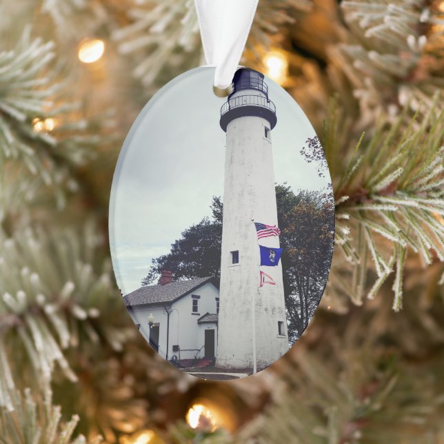 Pointe Aux Barques Lighthouse picture on an  Ornament (Tree)