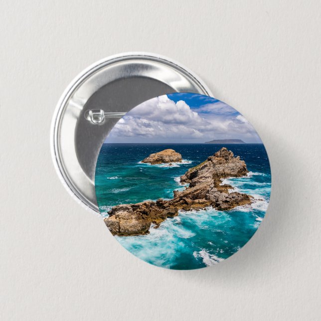 Pointe des Chateaux, Grande-Terre, Guadeloupe #2 Button (Front & Back)