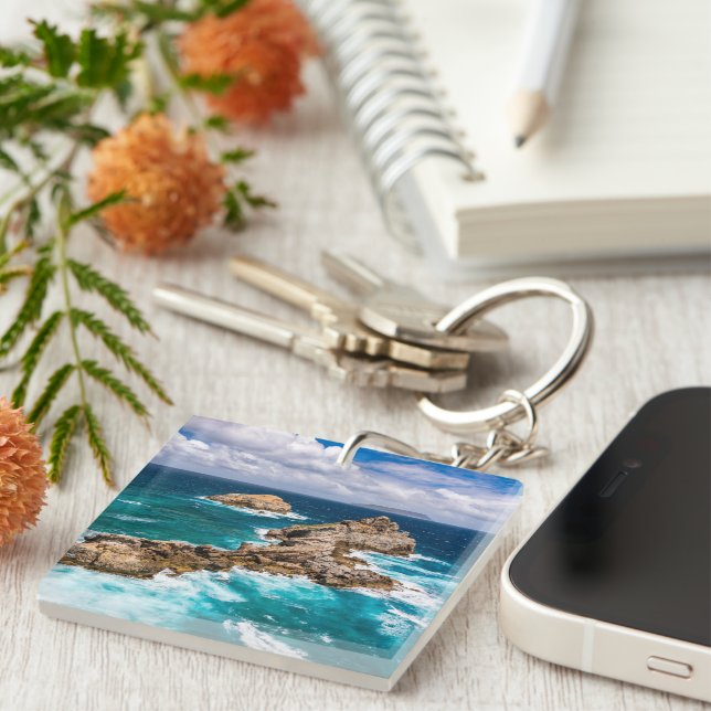 Pointe des Chateaux, Grande-Terre, Guadeloupe #2 Keychain (Front Right)