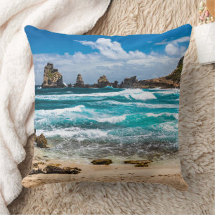 Pointe des Chateaux, Grande-Terre, Guadeloupe Throw Pillow