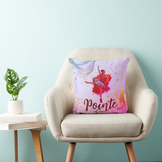 Pointe of View – Pastel Ballet Dreams Throw Pillow (Chair)