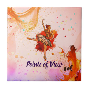 Pointe of View Vibrant Ballerina Art Ceramic Tile