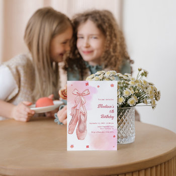 Pointe Shoes Ballet Birthday Invitation by gogaonzazzle at Zazzle