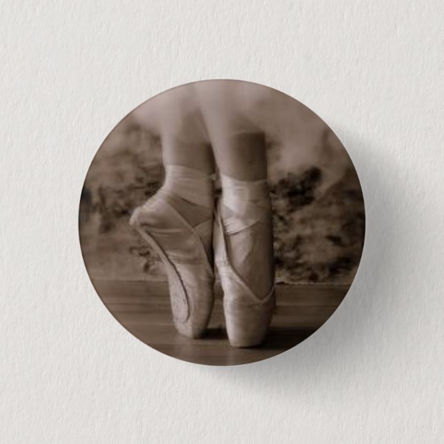 Pointe shoes sepia pinback button (Front)